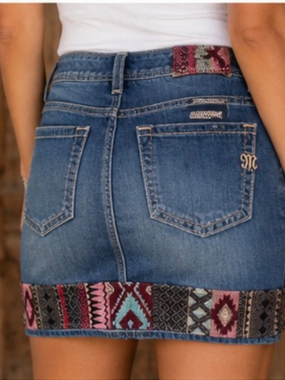 Miss Me High Rise Denim Skirt Size 31 Southwestern Western Y2K - Picture 3 of 14